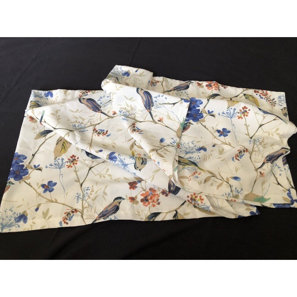 Only one!!! Window Valance 20x50”white Orange Blue Floral Birds